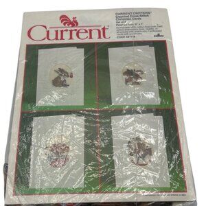 Current Critters Counted Cross Stitch Christmas Cards Kit Forest Friends 4 VTG